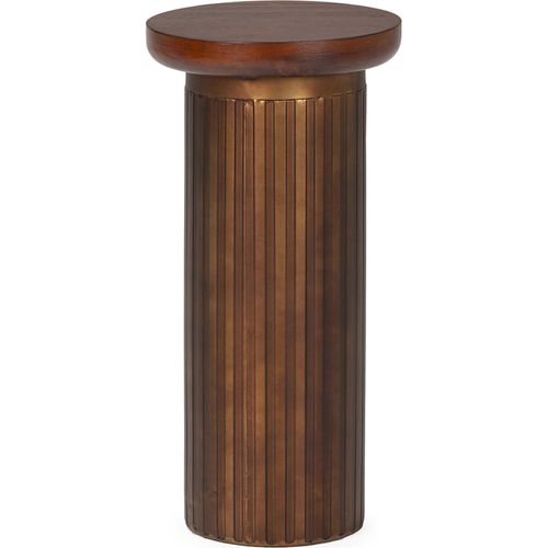 Table D'appoint Bois Noyer Design Colonne Élégante