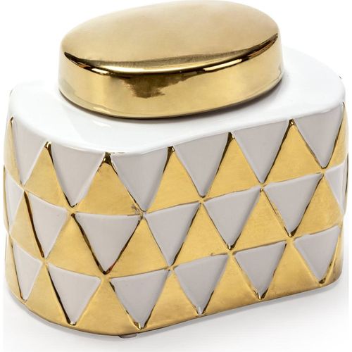 Vase Décoratif Céramique Blanc Doré Style Élégant Salon