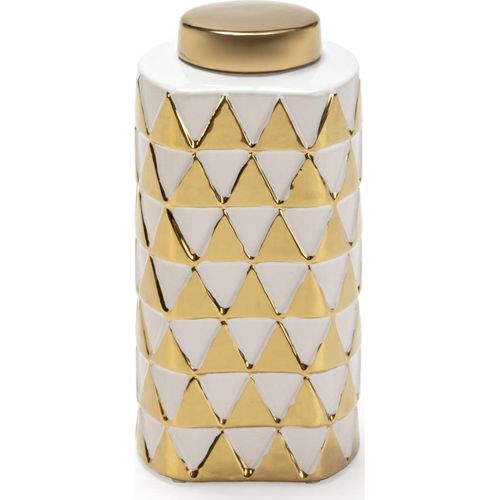 Vase Décoratif En Céramique Blanc Doré Style Contemporain