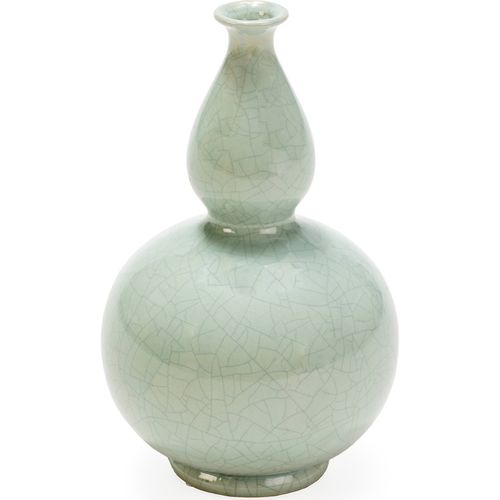 Vase En Céramique Vert Finition Craquelée Déco Élégante