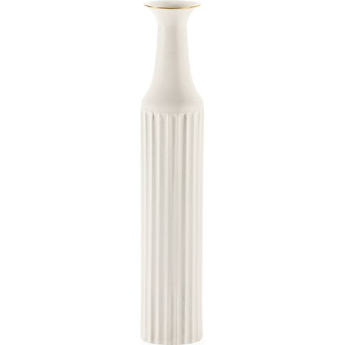 Vase Décoratif Blanc Doré En Métal Design Élégant Intemporel