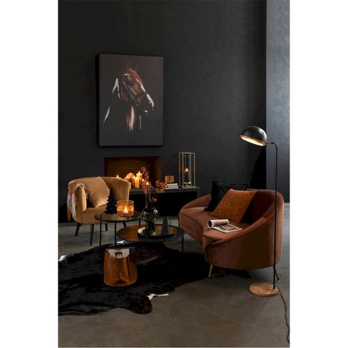 Canapé Marron Élégant En Textile Et Pieds Métal Pour Salon Cosy