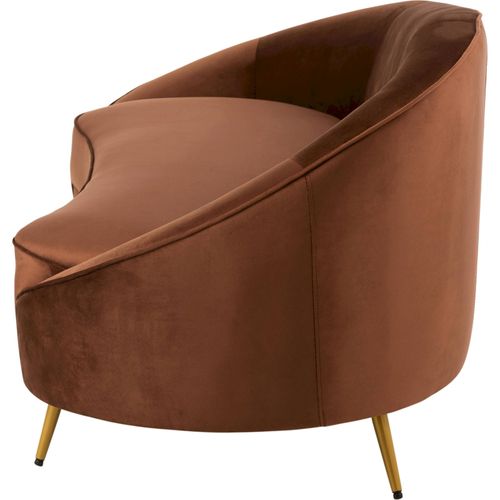 Canapé Marron Élégant En Textile Et Pieds Métal Pour Salon Cosy