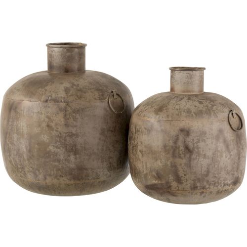 Vase Antique Rond Marron Style Vintage En Métal Élégant