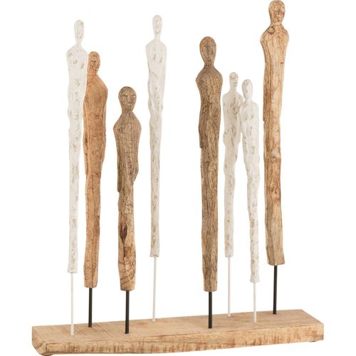 Figurine Élégante En Bois Et Aluminium Blanc Naturel Décoration