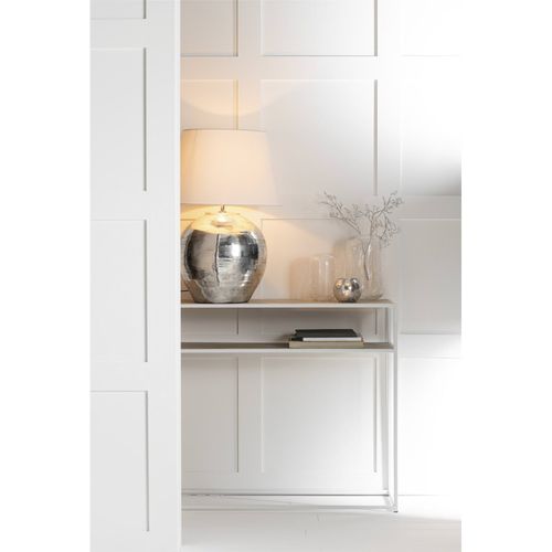 Console Zigzag Bois Et Métal Blanc Design Naturel Élégant