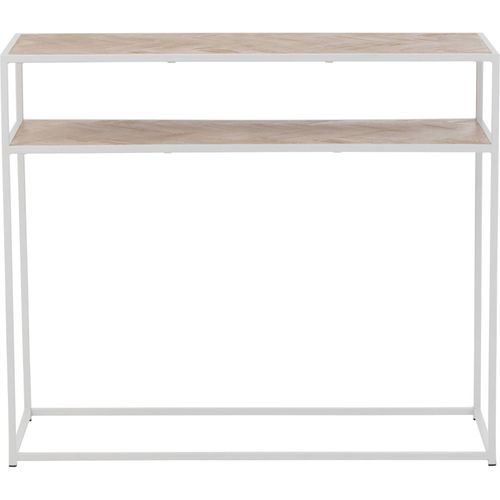 Console Zigzag Bois Et Métal Blanc Design Naturel Élégant