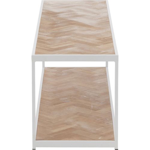 Table De Salon Zigzag Bois Naturel Et Métal Blanc Élégant