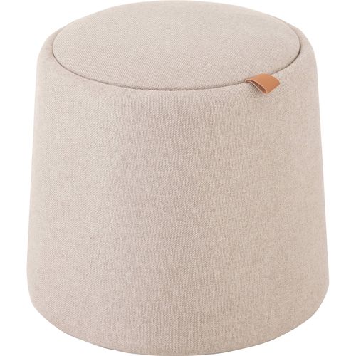 Pouf Table D'appoint Rond En Textile Beige Élégant Et Polyvalent