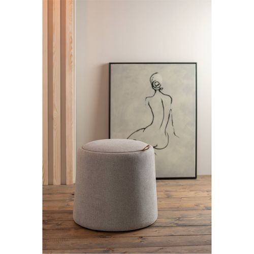 Pouf Table D'appoint Rond En Textile Beige Élégant Et Polyvalent