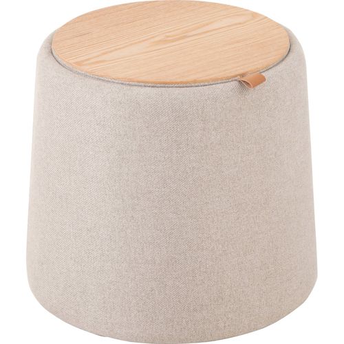 Pouf Table D'appoint Rond En Textile Beige Élégant Et Polyvalent