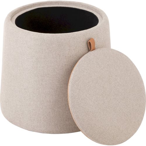 Pouf Table D'appoint Rond En Textile Beige Élégant Et Polyvalent