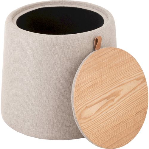 Pouf Table D'appoint Rond En Textile Beige Élégant Et Polyvalent