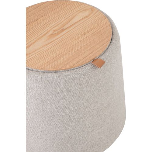 Pouf Table D'appoint Rond En Textile Beige Élégant Et Polyvalent