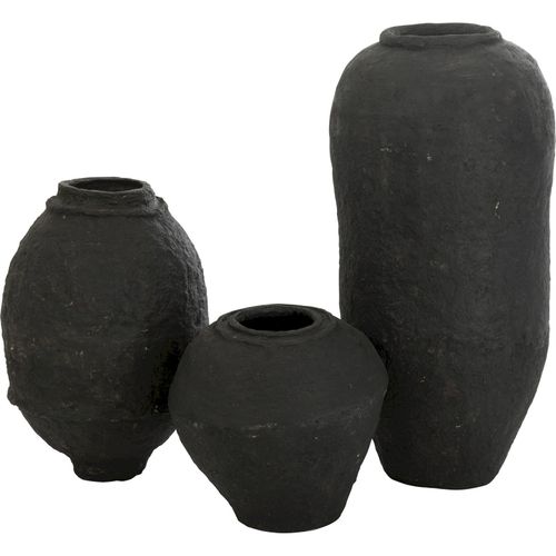 Vase Noir En Papier Mâché Style Artisanal Chic Pour Décoration