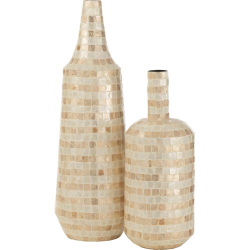 Vase Long Mosaïque Bambou Beige Raffiné Pour Décoration Élégante