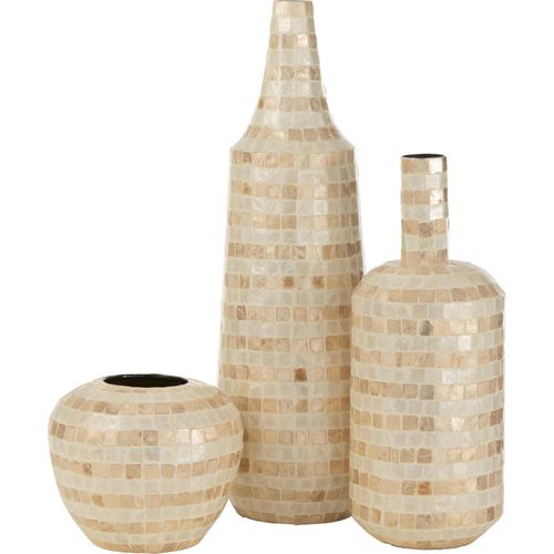 Vase Long Mosaïque Bambou Beige Raffiné Pour Décoration Élégante