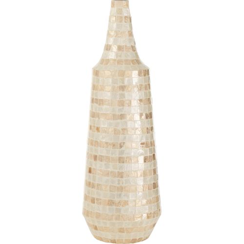 Vase Long Mosaïque Bambou Beige Raffiné Pour Décoration Élégante