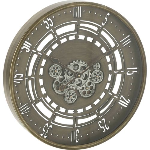 Horloge Ronde Métal Cuivre Engrenage Style Antique Élégance