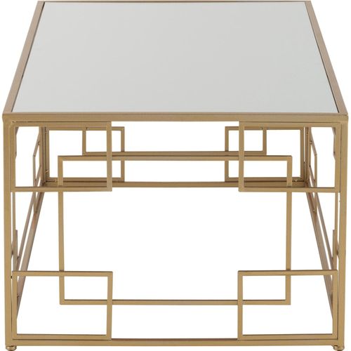 Table De Salon Dorée Lignes Métal Et Verre Design Élégant