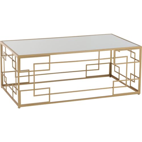 Table De Salon Dorée Lignes Métal Et Verre Design Élégant