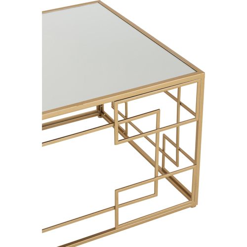 Table De Salon Dorée Lignes Métal Et Verre Design Élégant