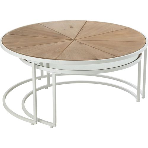 Table Basse Métal Bois Blanc Naturel Design Relax Élégant