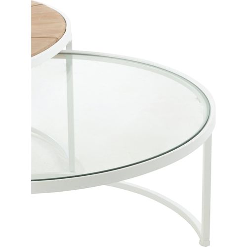 Table Basse Métal Bois Blanc Naturel Design Relax Élégant
