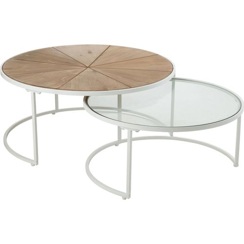 Table Basse Métal Bois Blanc Naturel Design Relax Élégant