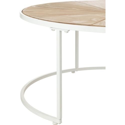 Table Basse Métal Bois Blanc Naturel Design Relax Élégant