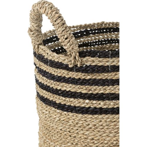 Panier Rangement En Raphia Naturel Et Noir Avec Anses Élégantes