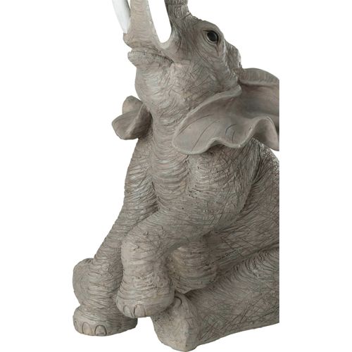 Table D'appoint Éléphant En Polyresine Gris Avec Plateau Verre