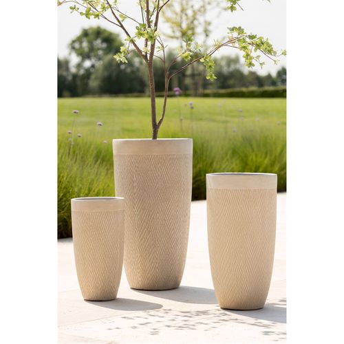 Vase Rond Haut En Poterie Beige Finition Argile Décorative