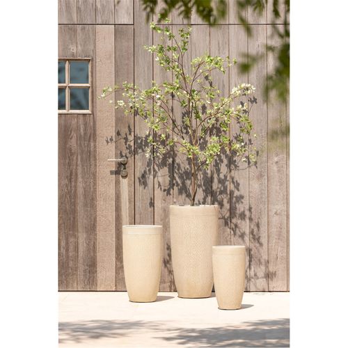 Vase Rond Haut En Poterie Beige Finition Argile Décorative