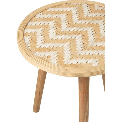 Table Gigogne Bambou Et Bois Naturel Motifs Blancs Élégants