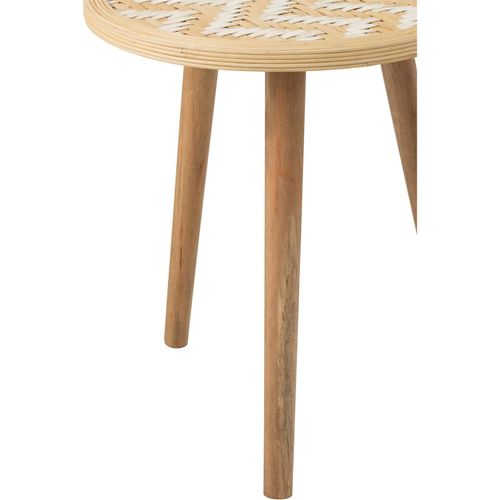 Table Gigogne Bambou Et Bois Naturel Motifs Blancs Élégants
