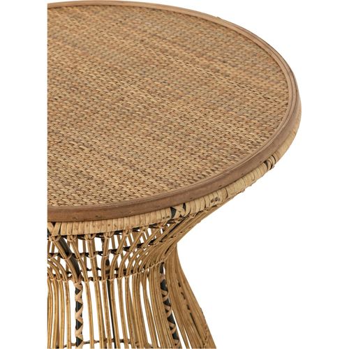 Table D'appoint Ronde En Rotin Naturel Avec Rainures Élégantes