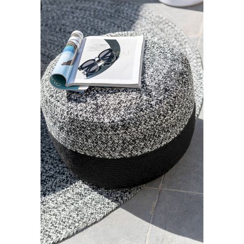 Pouf D'extérieur Tressé Noir Et Blanc Design Contemporain