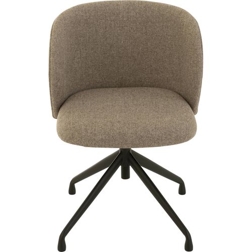 Chaise Design Bois Marron Foncé Assise Beige Pivotante Élégante