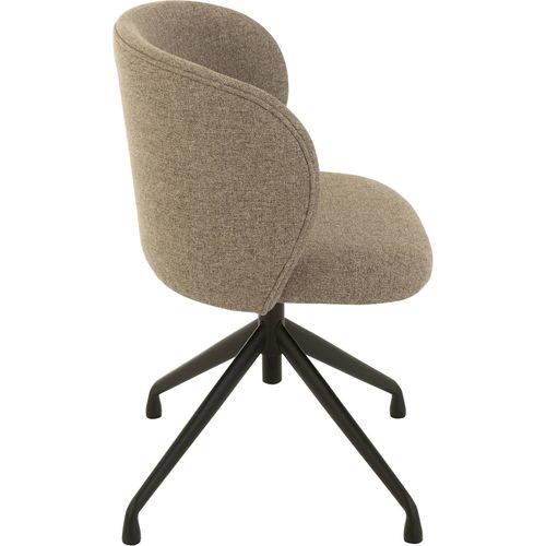 Chaise Design Bois Marron Foncé Assise Beige Pivotante Élégante