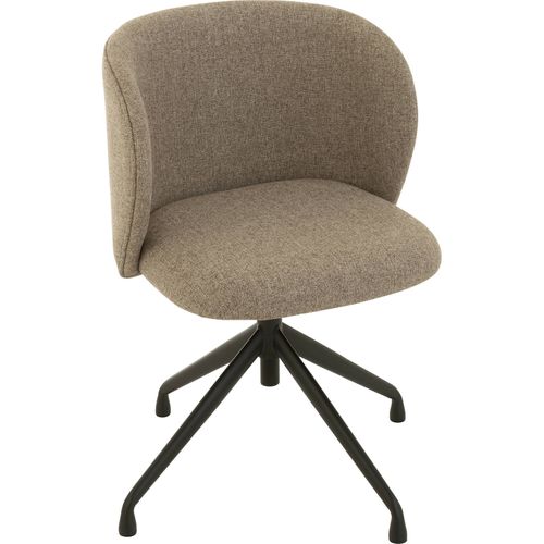 Chaise Design Bois Marron Foncé Assise Beige Pivotante Élégante