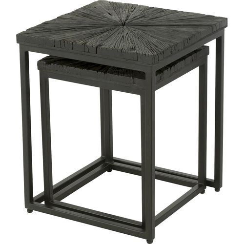 Table Gigogne Design Bois Et Métal Noir Pour Salon Moderne