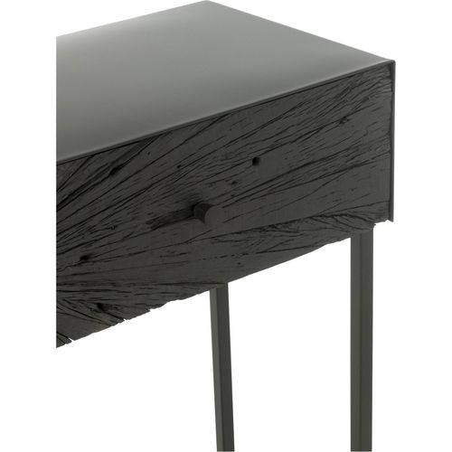 Console Bois Noir Élégante Avec Structure En Fer Moderne