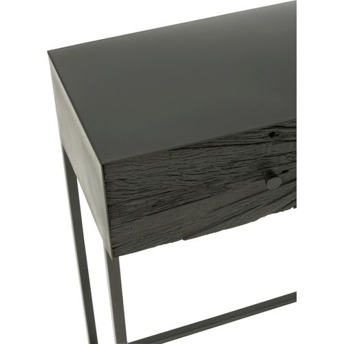 Console Bois Noir Élégante Avec Structure En Fer Moderne