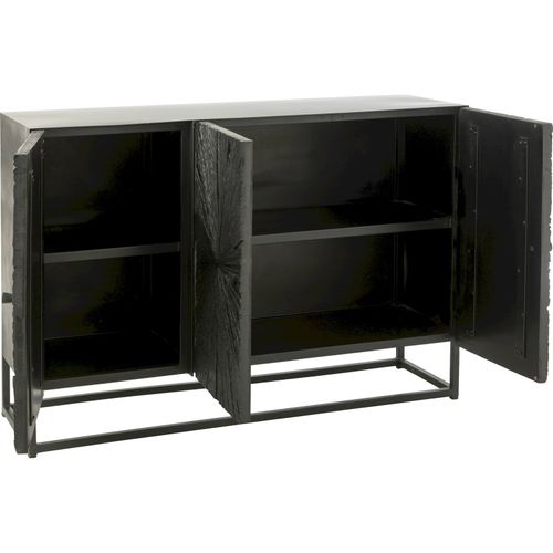 Buffet En Bois Noir Design Contemporain Et Pieds En Métal