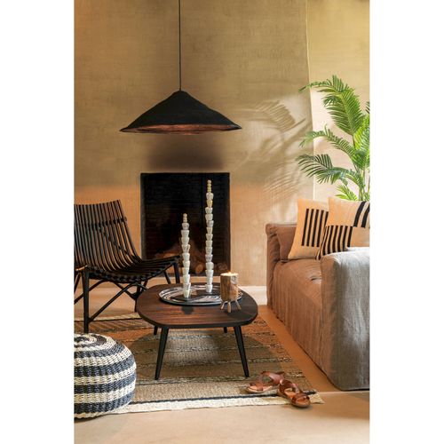 Table Basse Rectangulaire Teck Recyclé Noir Design Moderne