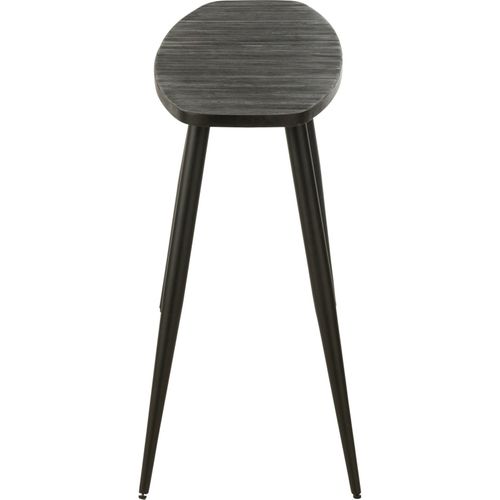 Console Ovale En Teck Noir Élégance Métal Pour Entrée Design