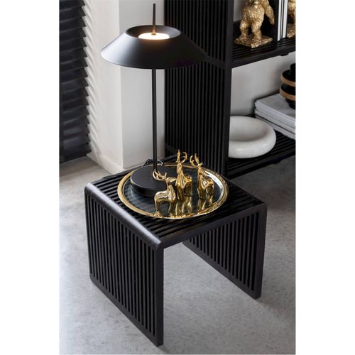 Table Basse Cubique En Teck Recyclé Noir Design Contemporain