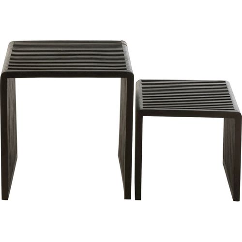 Table Basse Cubique En Teck Recyclé Noir Design Contemporain