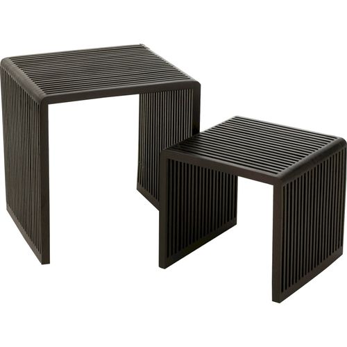 Table Basse Cubique En Teck Recyclé Noir Design Contemporain